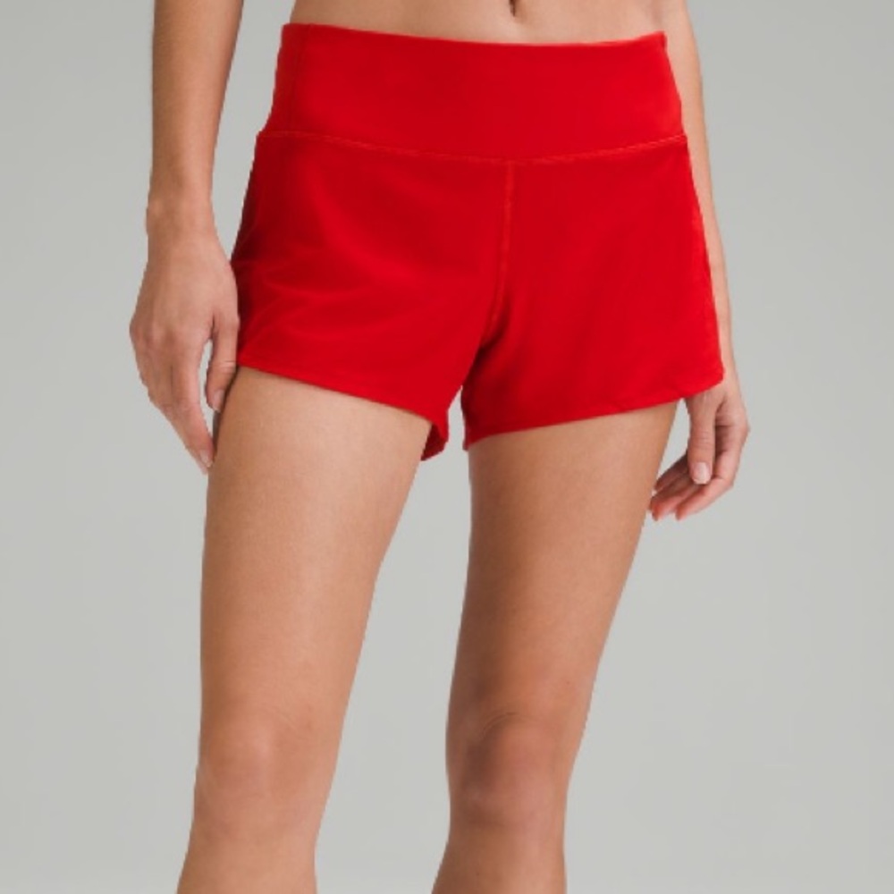 Lululemon red speed up shorts size 4